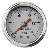 AutoMeter1-1/2in Pressure Gauge 0-15psi- White