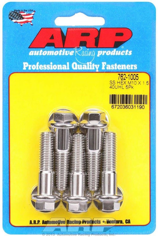 Auto Racing Products10mm x1.50x40 SS Hex Bolt Kit 5pk