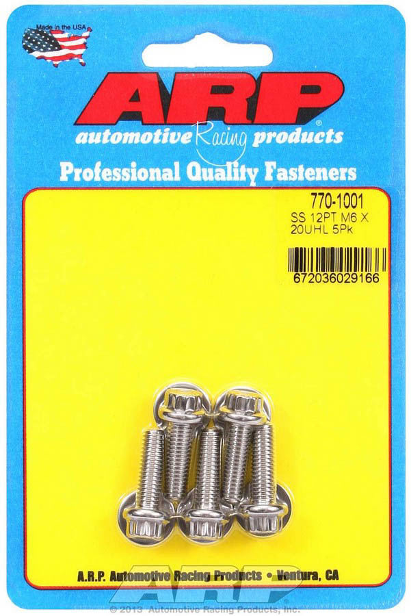 Auto Racing ProductsS/S Bolt Kit - 12pt. (5) 6mm x 1.00 x 20