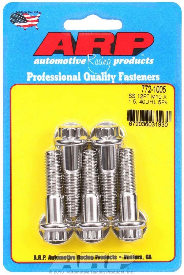 Auto Racing ProductsS/S Bolt Kit - 12pt. (5) 10mm x 1.5 x 40mm