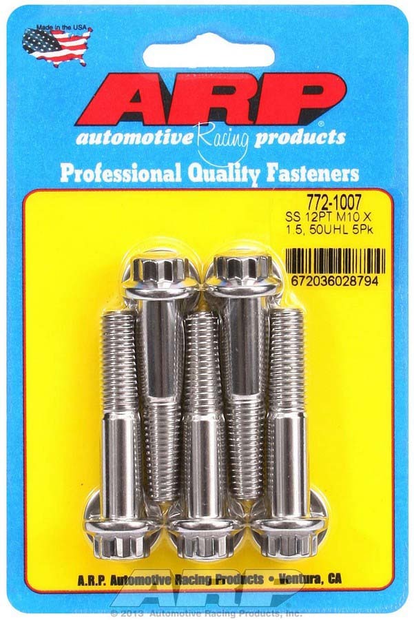 Auto Racing ProductsS/S Bolt Kit - 12pt. (5) 10mm x 1.5 x 50mm