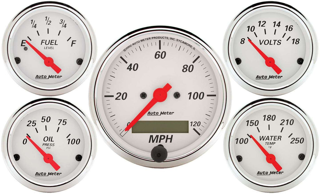 AutoMeterArctic White Gauge Kit W/Red Pointer