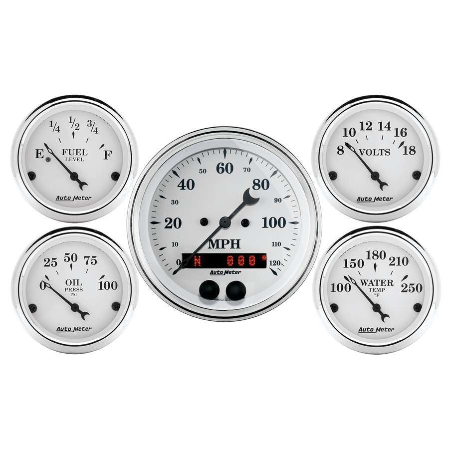 AutoMeterOld Tyme White Gauge Kit w/GPS Speedo