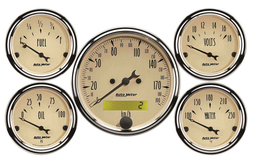 AutoMeterA/B 5pc. Gauge Kit w/ Elec. Speedo - Metric