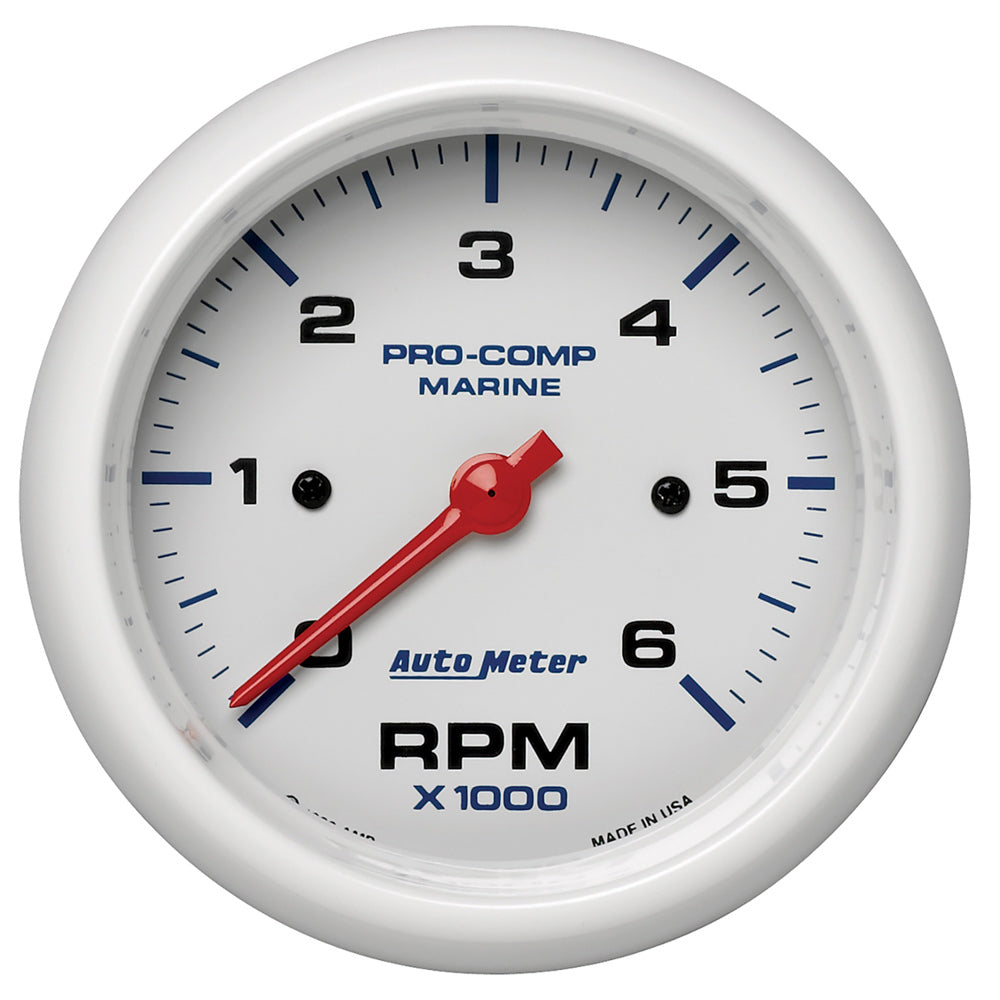 AutoMeter3-3/8 Tach 6000 RPM White Phantom Series