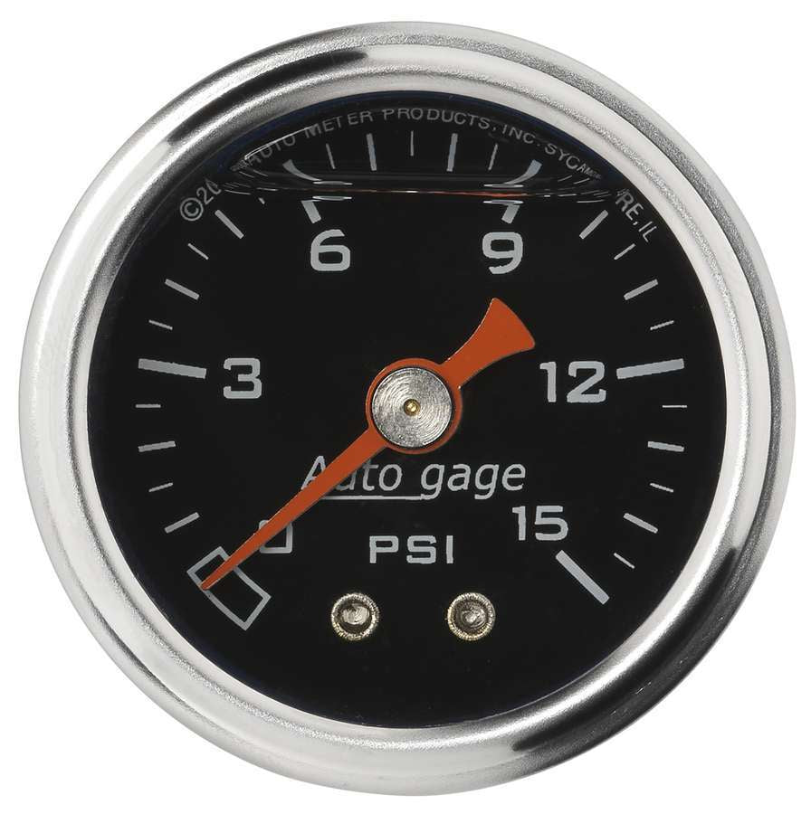 AutoMeter1-1/2in Pressure Gauge - 0-15psi - Black Face