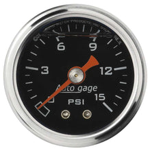 Load image into Gallery viewer, AutoMeter1-1/2in Pressure Gauge - 0-15psi - Black Face