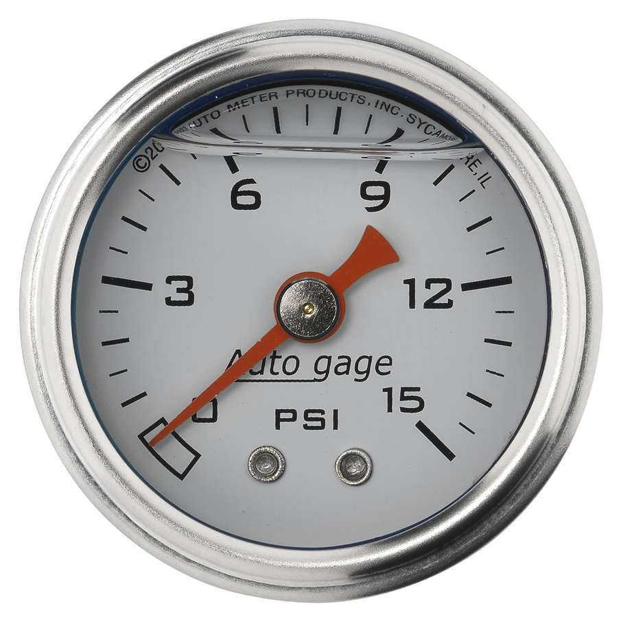 AutoMeter1-1/2in Pressure Gauge 0-15psi- White