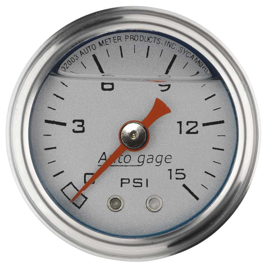 AutoMeter1-1/2in Pressure Gauge - 0-15psi - Silver Face