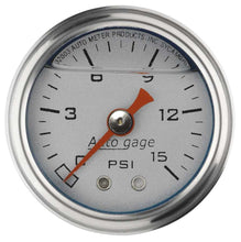 Load image into Gallery viewer, AutoMeter1-1/2in Pressure Gauge - 0-15psi - Silver Face