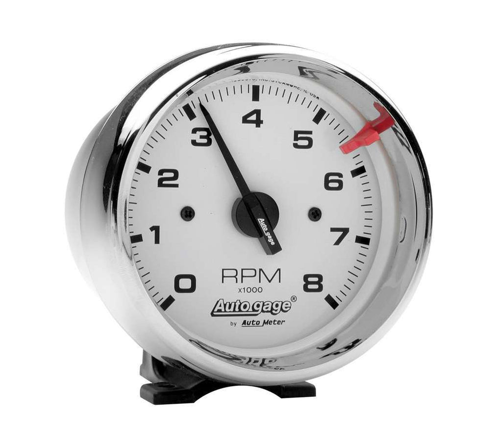 AutoMeter3-3/4in White Face Tach- Chrome Cup