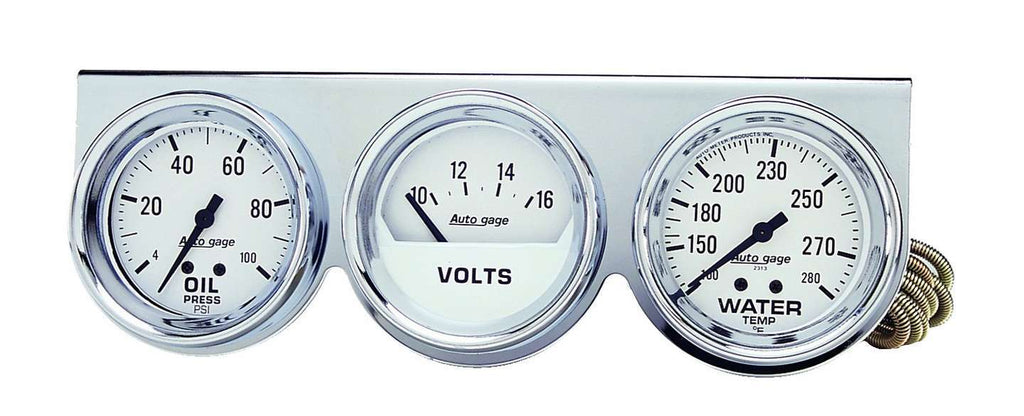 AutoMeter2-5/8in Oil/Volt/Water Chrome Console