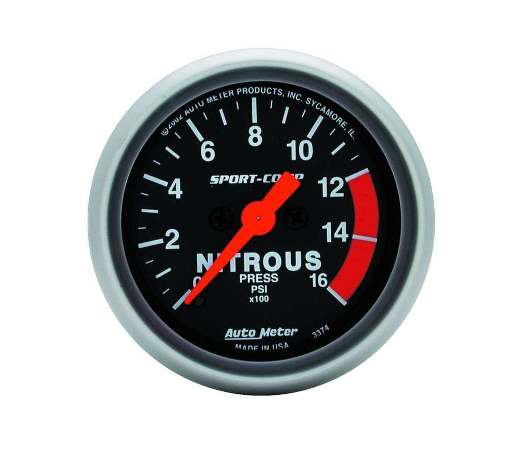 AutoMeter2-1/16in S/C Nitrous Press. Gauge 0-1600psi