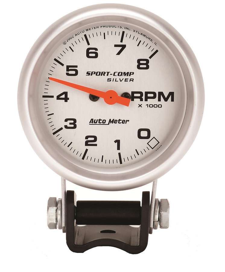 AutoMeterSport Comp 2 5/8in Silver Tach 8000 RPM