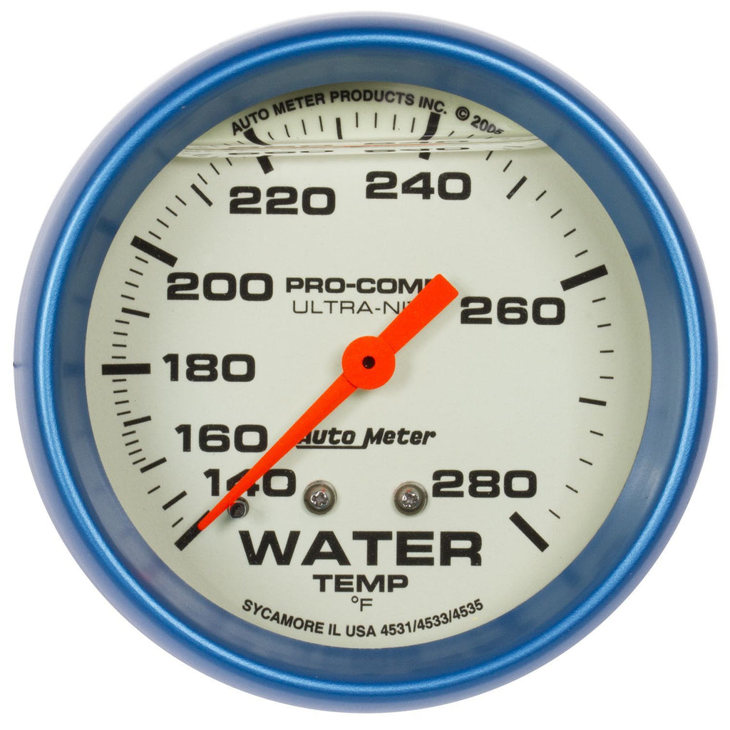 AutoMeter2-5/8 Ultra-Nite Water Temp Gauge 140-280