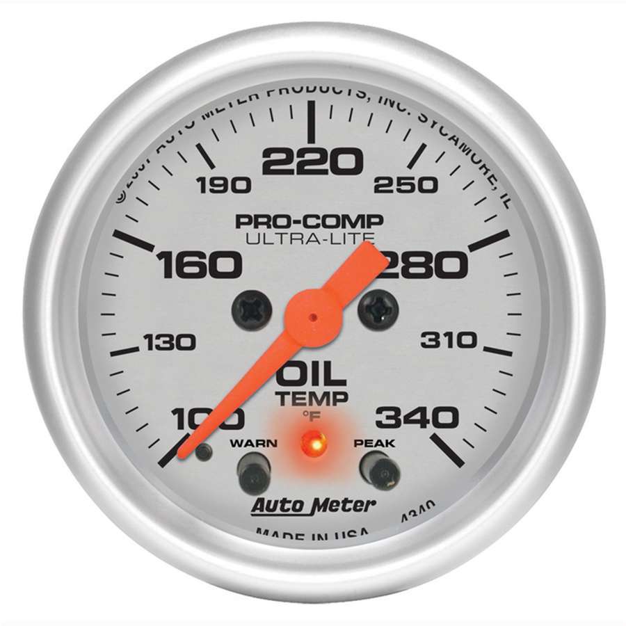 AutoMeter2-1/16in U/L Oil Temp Gauge w/Peak & Warning