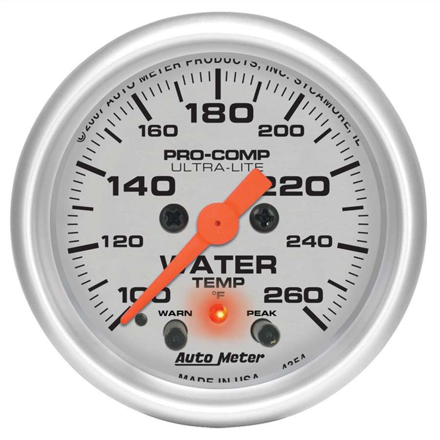 AutoMeter2-1/16in U/L Water Temp Gauge w/Peak & Warning