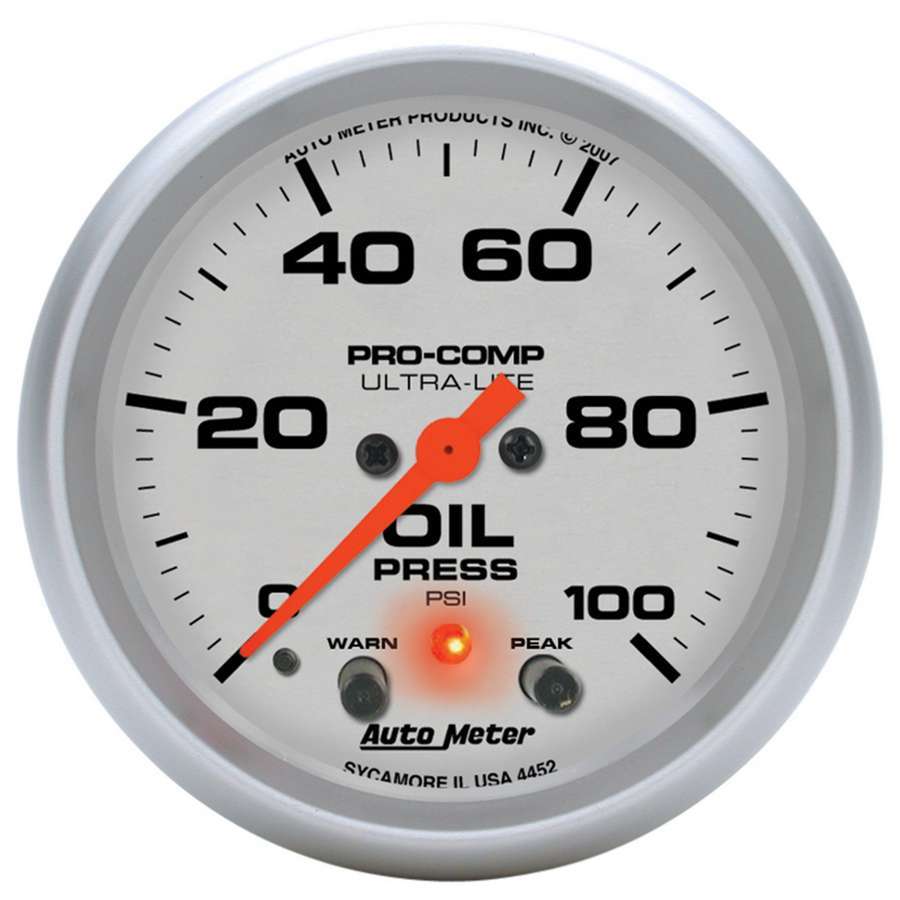 AutoMeter2-5/8in U/L Oil Pressure Gauge w/Peak & Warning