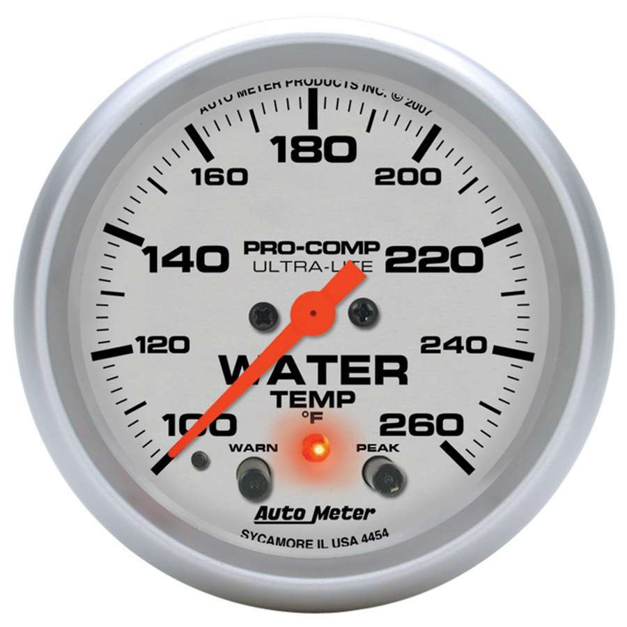 AutoMeter2-5/8in U/L Water Temp Gauge w/Peak & Warning