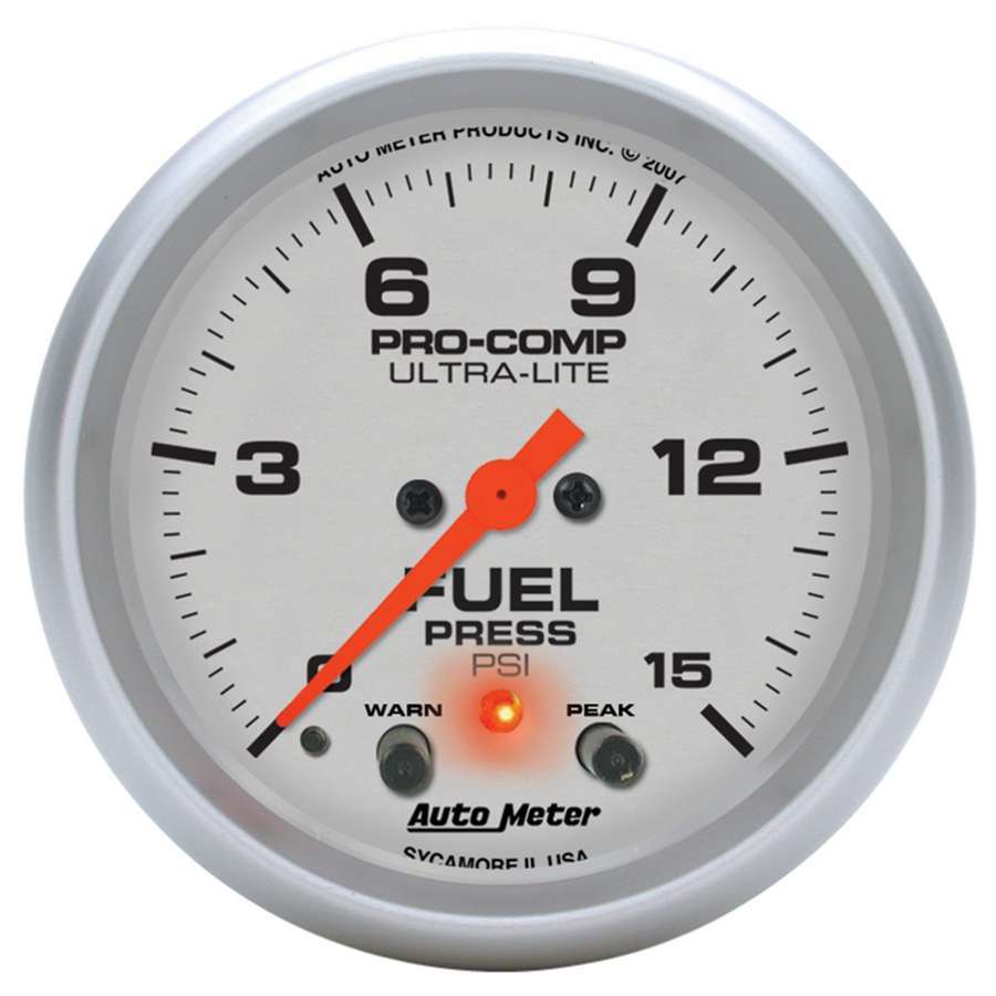 AutoMeter2-5/8in U/L Fuel Press. Gauge w/Peak & Warning