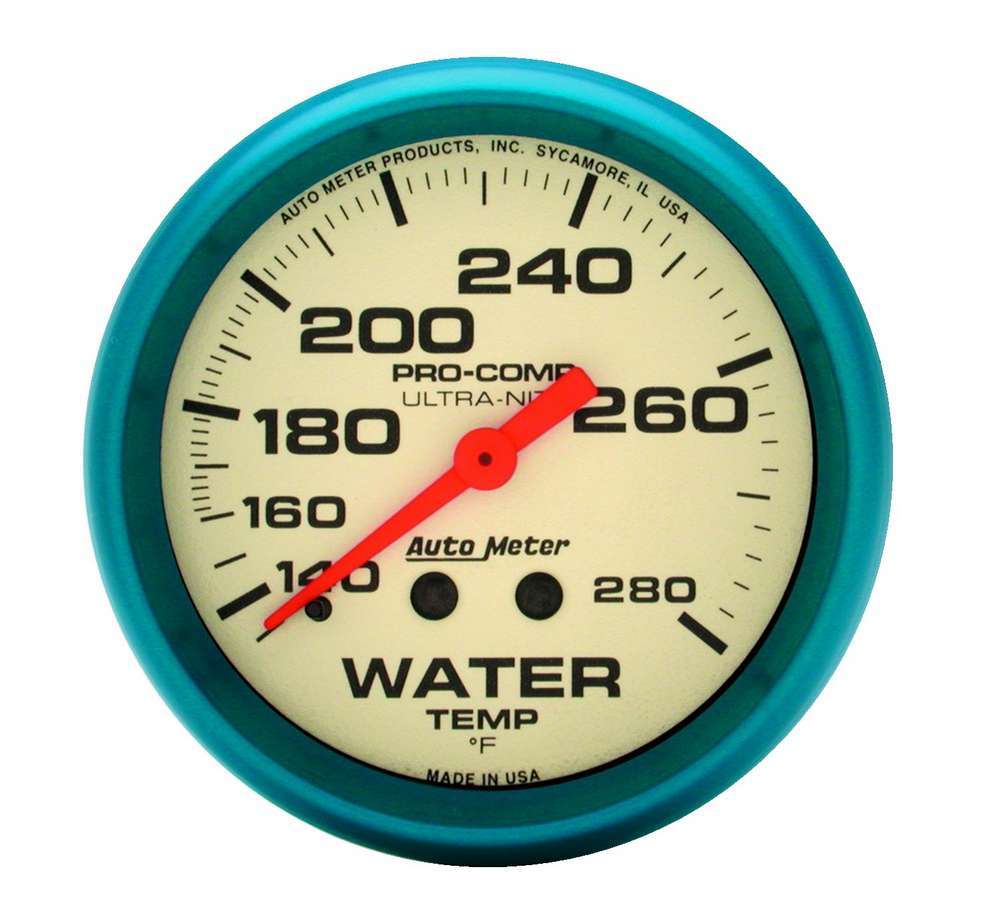 AutoMeter2-5/8 Ultra-Nite Water Temp Gauge 140-280