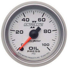 Load image into Gallery viewer, AutoMeter2-1/16in U/L II Oil Pressure Gauge 0-100psi