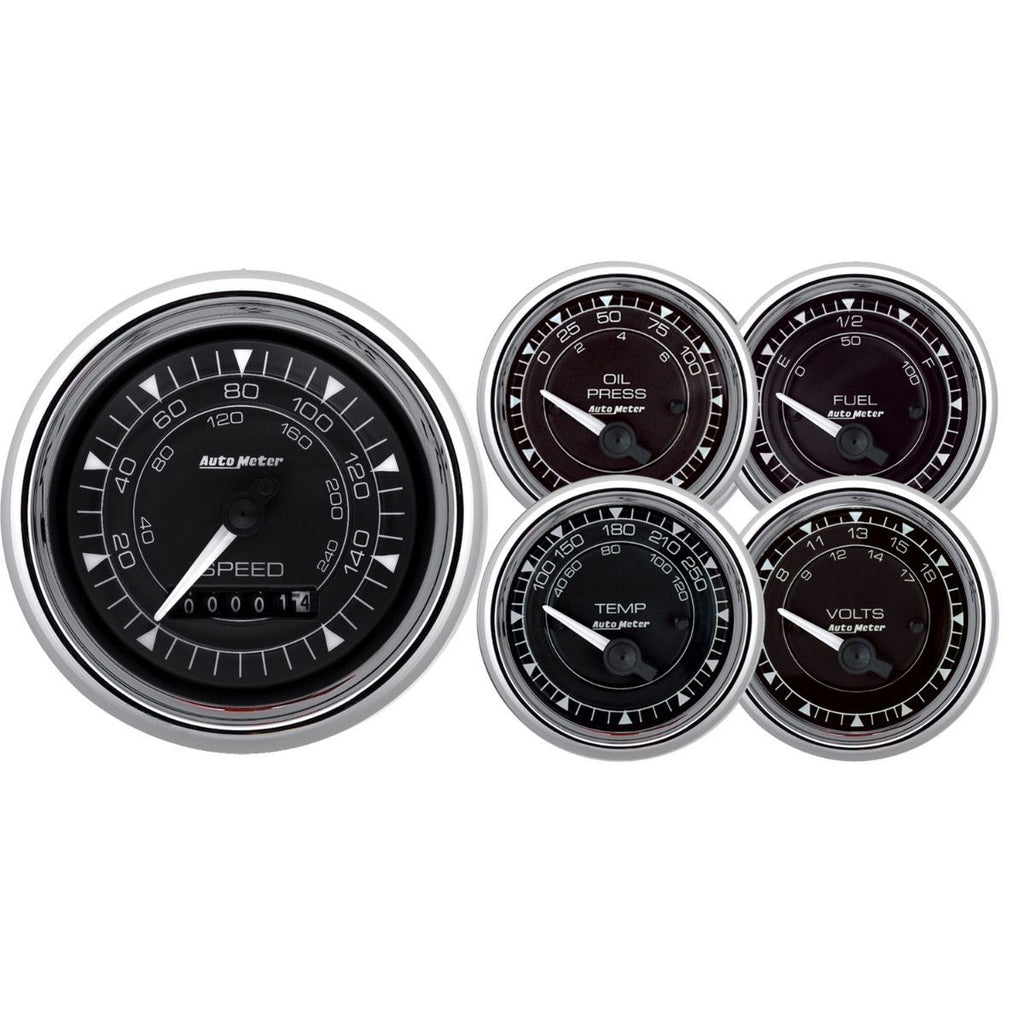 AutoMeter2/16 Chrono Chrome Gauge 5-Piece Gauge Kit