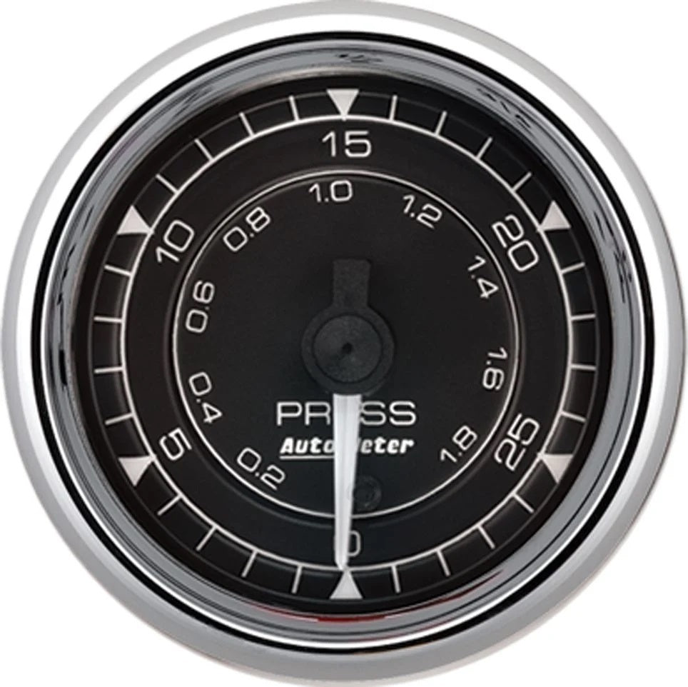 AutoMeter2/16 Chrono Chrome Gauge Pressure 30PSI