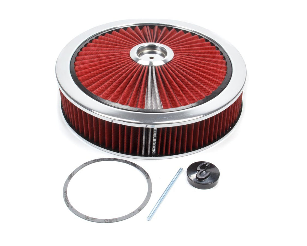 EdelbrockAir Cleaner Kit - 14in Dia. Breathable - Red