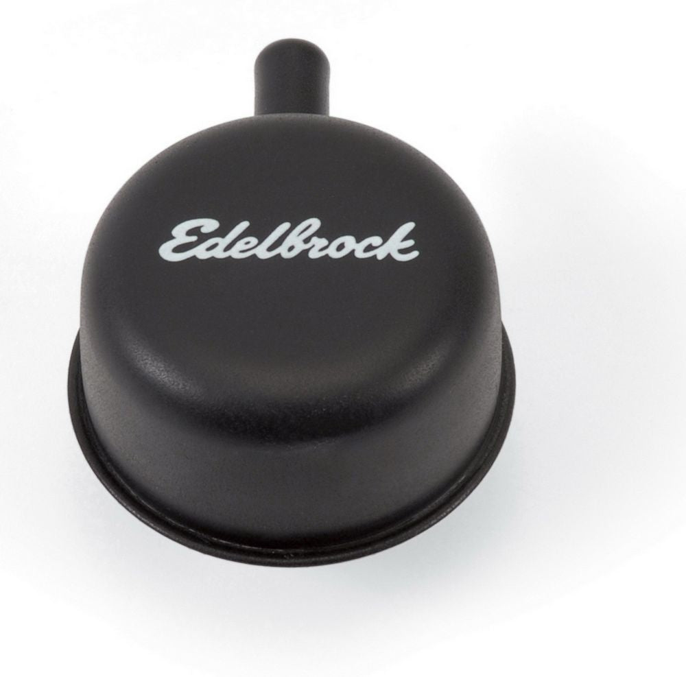 EdelbrockRound Cap w/Nipple Black