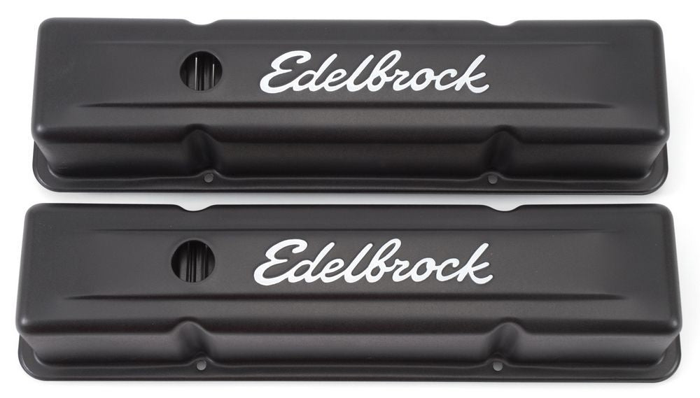 EdelbrockValve Cover Kit SBC Signature Series Black