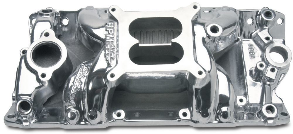 EdelbrockSBC Performer RPM A/G Manifold - Polished 7501