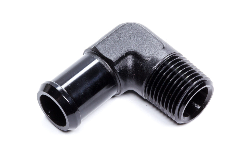 EdelbrockHose End  90-deg 1/2npt to 3/4 Barb  Black