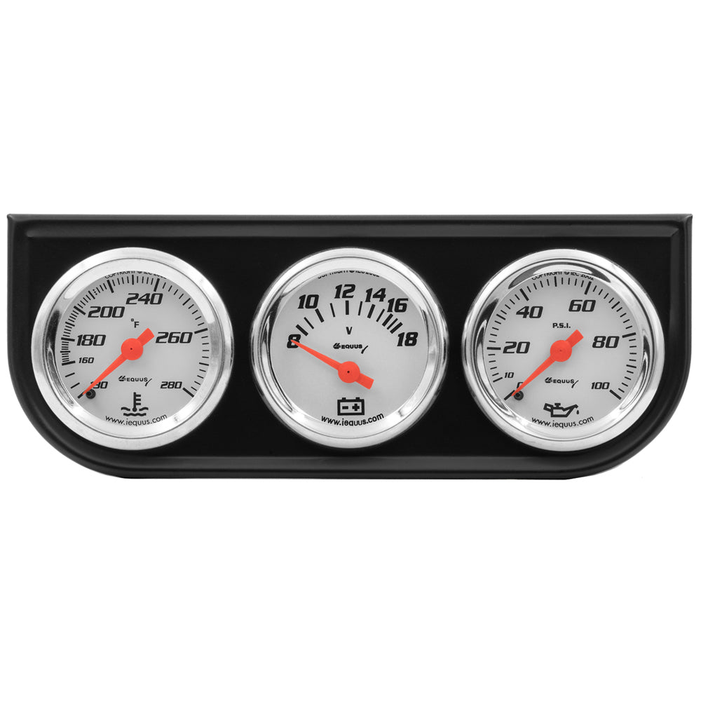 Equus1-1/2 Dia Triple Gauge Set w/Black Panel