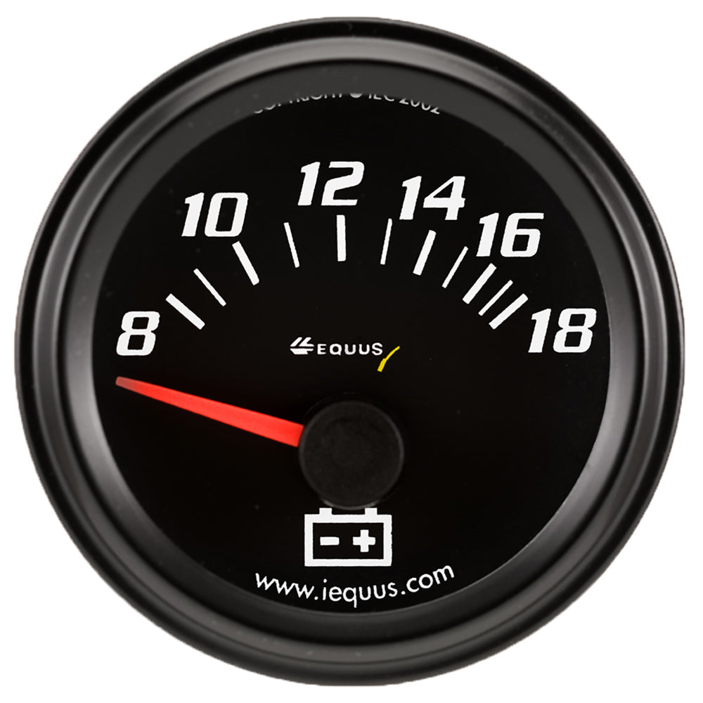 Equus2.0 Dia Voltmeter Gauge Black 8-18 Volts