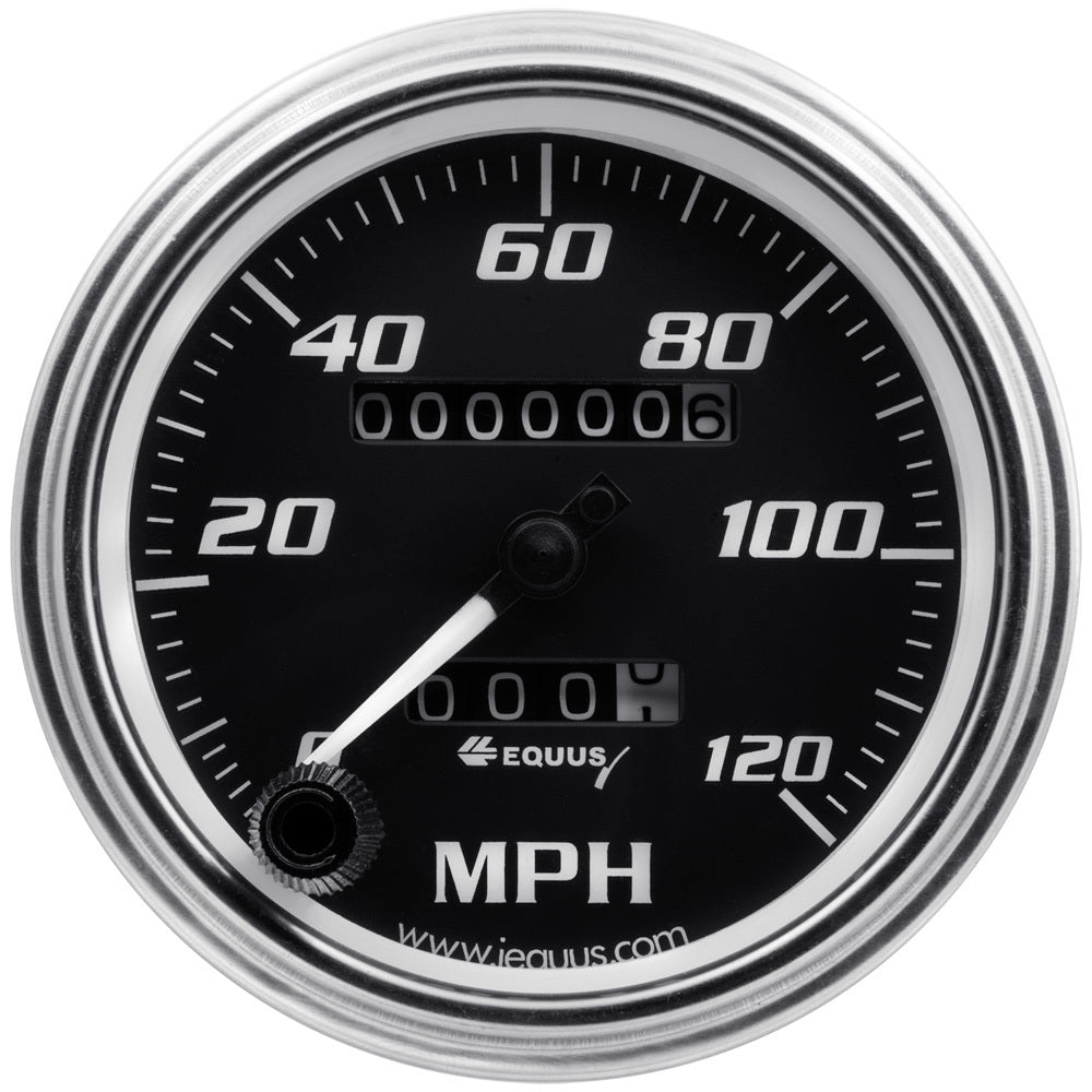 Equus3-3/8 Dia Speedometer 0-120 MPH Chrome Mech