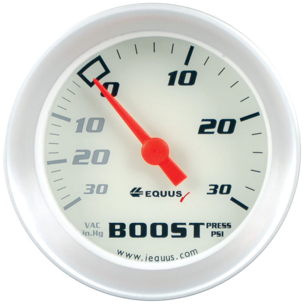 Equus2.0 Dia Vacuum/Boost Gauge Silver 30 HG/30 PS