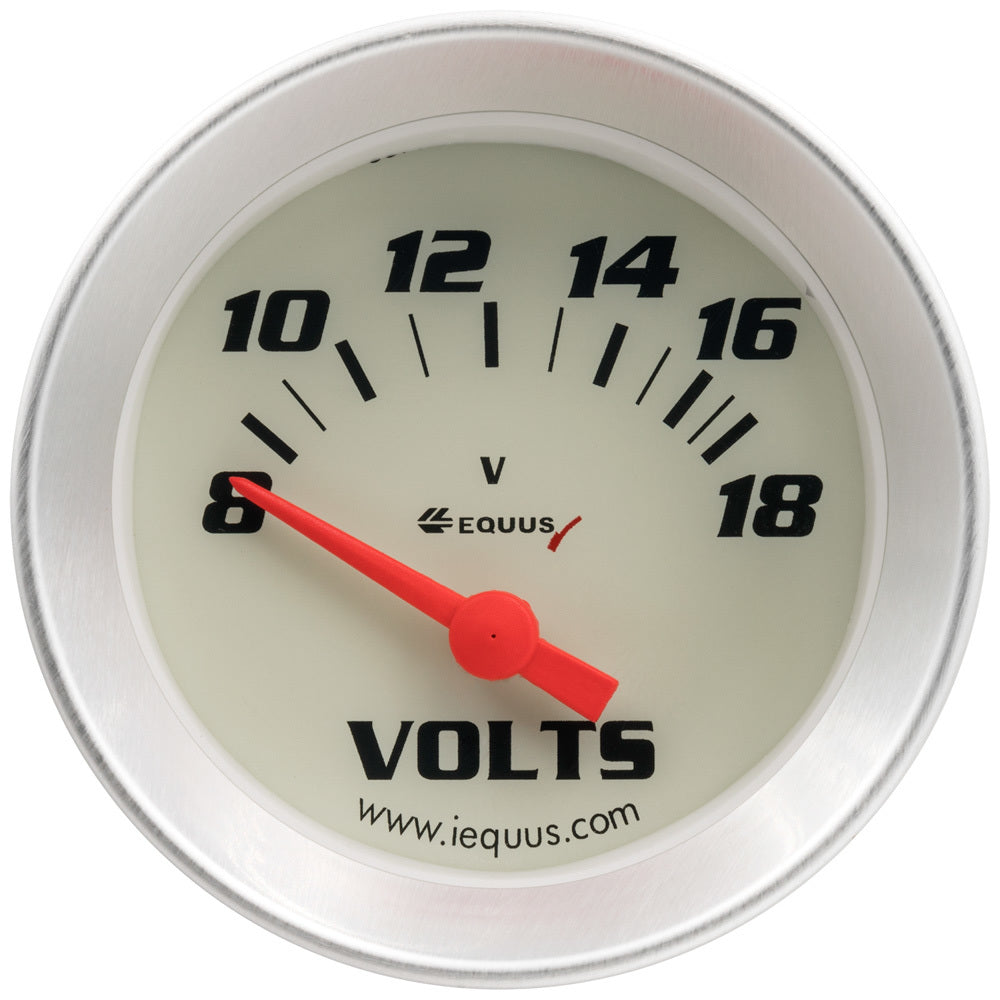 Equus2.0 Dia Voltmeter Gauge Silver 8-18 Volts