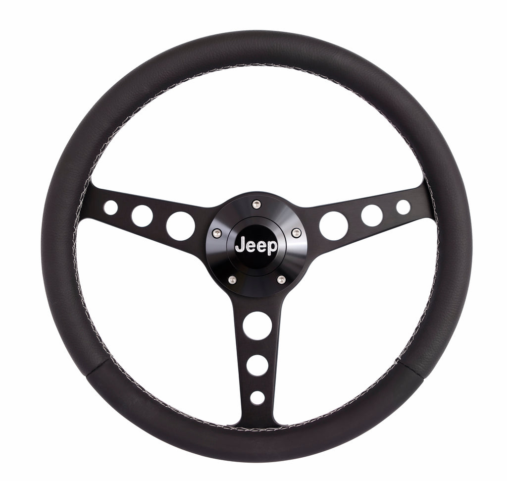 GrantClassic Series Blk Wheel Jeep Logo/Install Kit