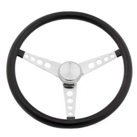 GrantClassic 15in Black Vinyl Wheel - Chrome 3-Spoke