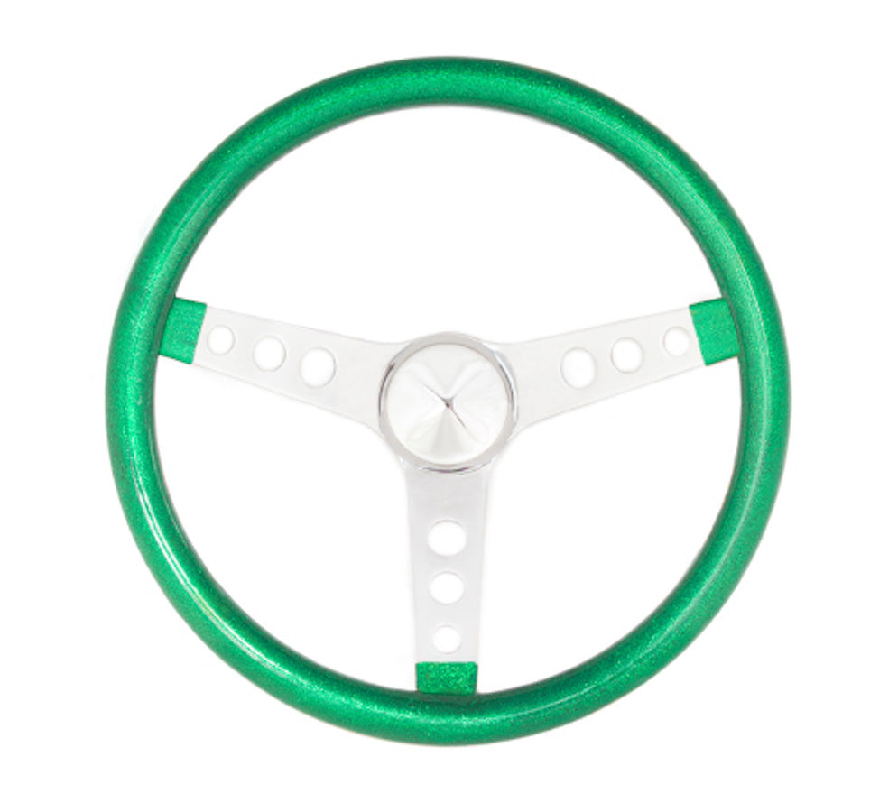 GrantSteering Wheel Mtl Flake Green/Spoke Chrm 13.5