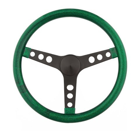 GrantSteering Wheel Mtl Flake Green/Spoke Blk 13.5