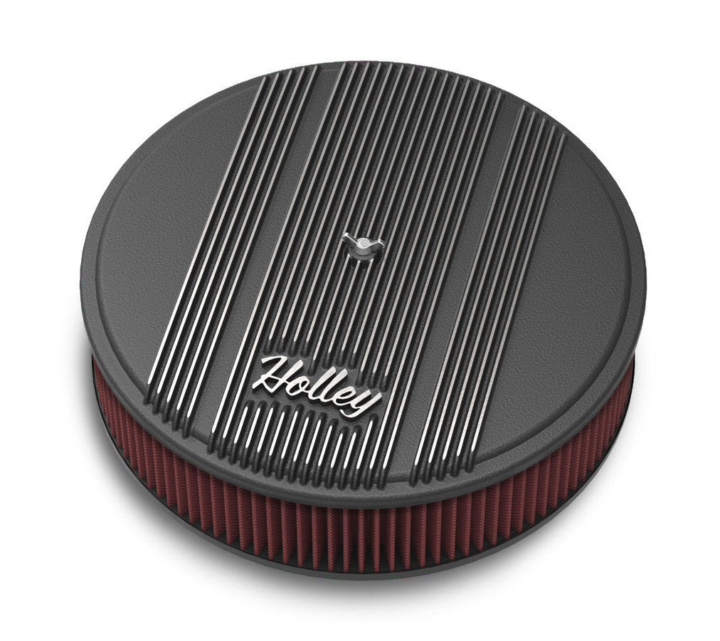 Holley14x3 Die Cast Finned Alm Air Cleaner  Black