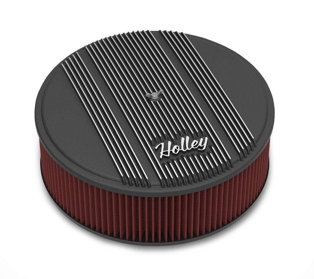 Holley14x4 Die Cast Finned Alm Air Cleaner  Black