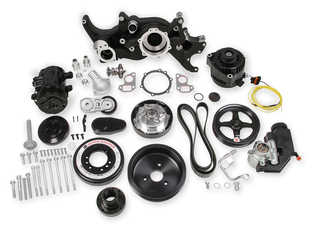 HolleyGM LS Mid Mount Complete Accessory Kit - Black