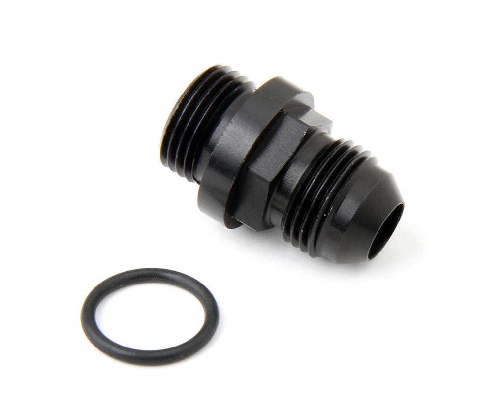 HolleyFuel Inlet Fitting Short 8an to 8 ORB Black