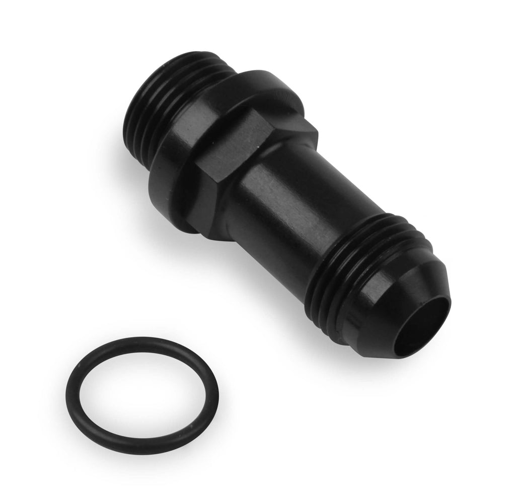 Holley8an Carb Inlet Fitting Long Style - Black