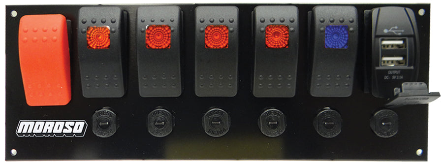 MorosoRocker LED Switch Panel w/Breakers & USB Ports