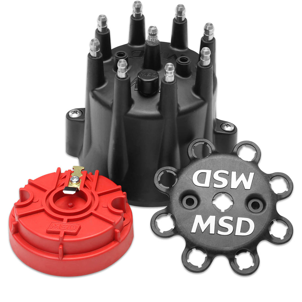 MSDDistributor Cap & Rotor Kit Chevy V8 HEI Black