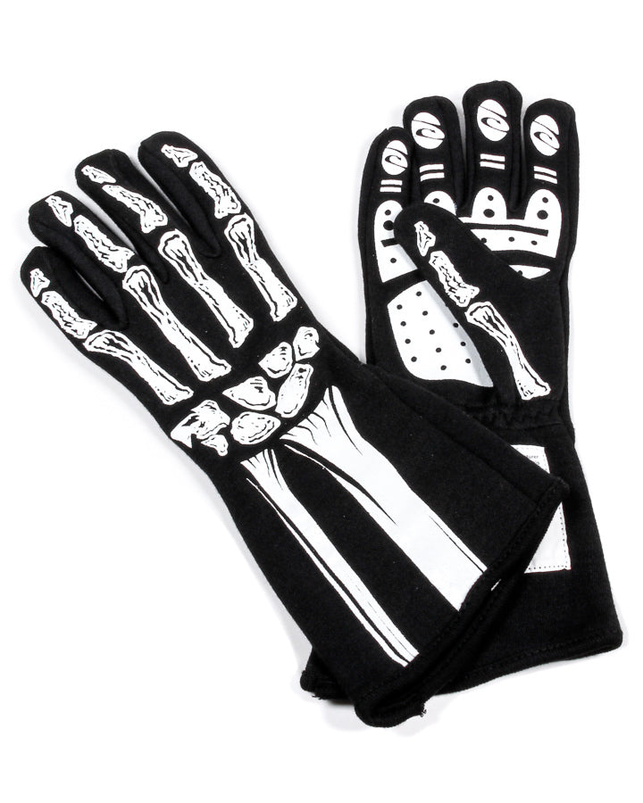 RJSSingle Layer White Skeleton Gloves Medium